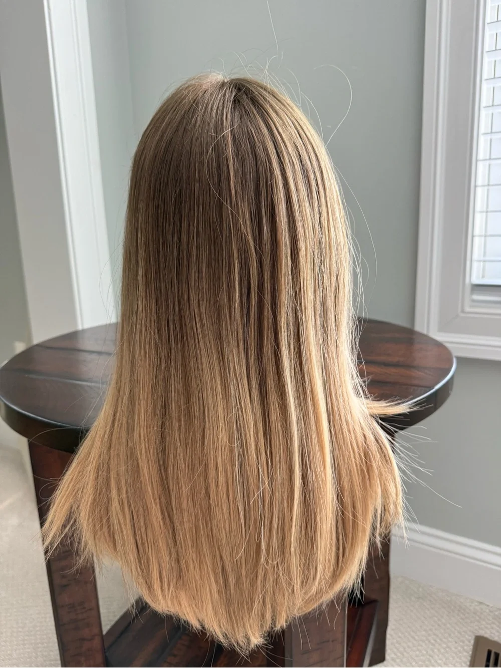 Human Hair Straight Dark Blonde/Light Brown Wig - Women Hair